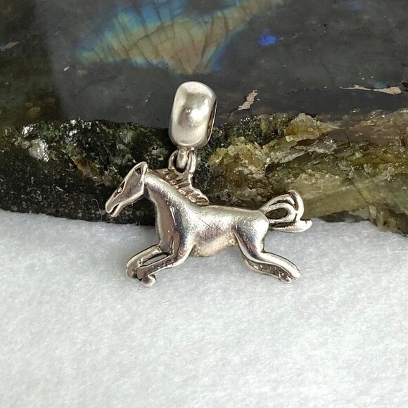 Sterling Silver 925 IBB THAI Running Horse Slide Dangle Charm Equestrian Charm - Picture 1 of 16